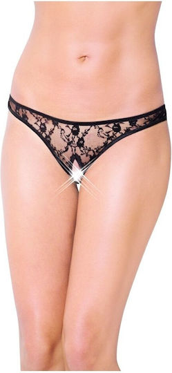 Softline 2457 Γυναικείο Sexy String Αυτοκινήτου με Δαντέλα Black