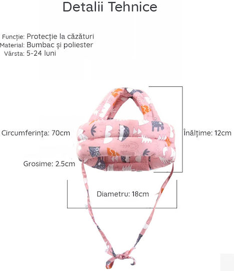 Protecție pentru cap din material textil în culoare roz