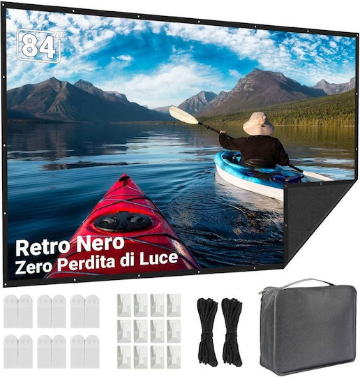 Ecran de Proiecție Portabil Leorfi 84 Inci 198 X 113 Cm Raport 16:9 Negru Opac Spate Suprafață Anti-Lumină Unghi 160° Fără Riduri Necesită Spălare Husă de Transport Inclusă Interior Exterior