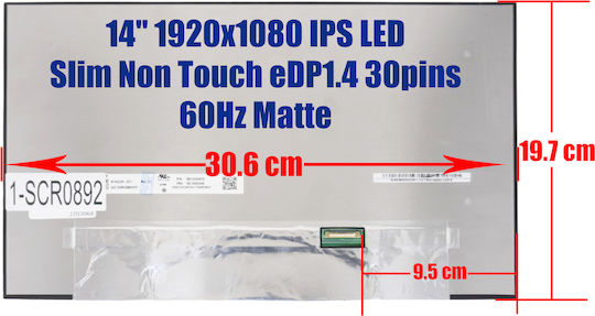 Οθόνη 14" IPS / LED / Slim / Touch / 60Hz 1920x1080 Matte για Laptop Thinkpad X1 Carbon 12th Gen 1-SCR0892