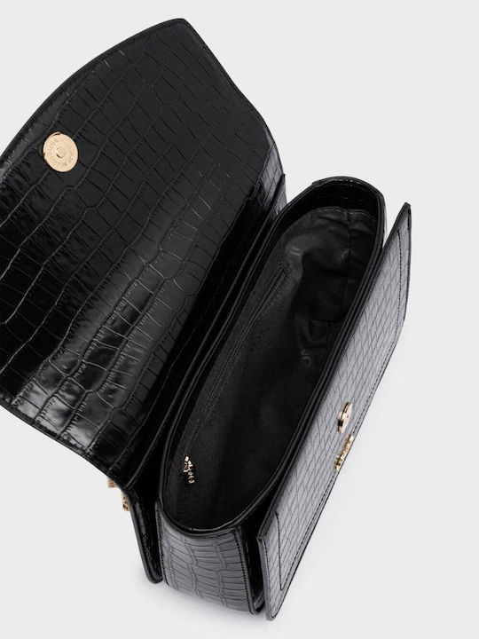 Lyra Gestrickte Damen-Schultertasche Croco Black