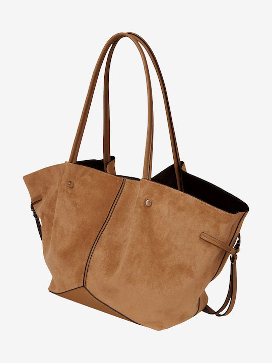 Women's Suede Tote Bag Dark Tan