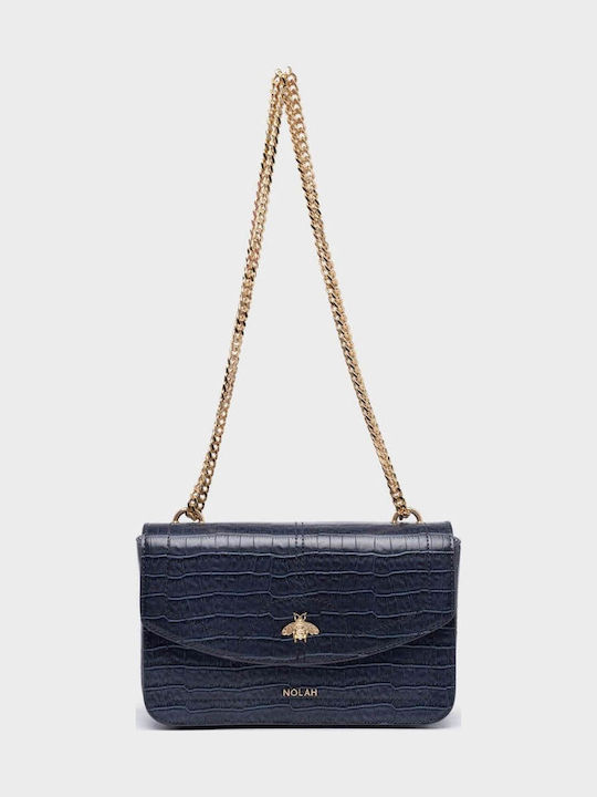 Lyra Gestrickte Damen-Schultertasche Croco Blue