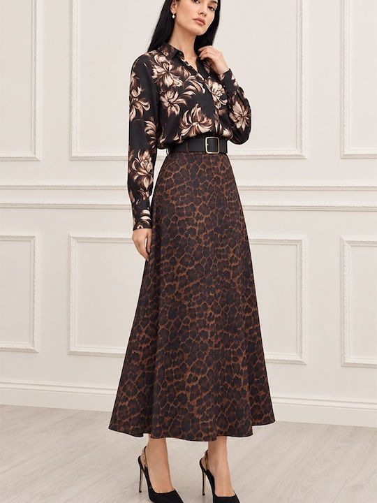 Fustă Midi Cloșcă Leopard Maro
