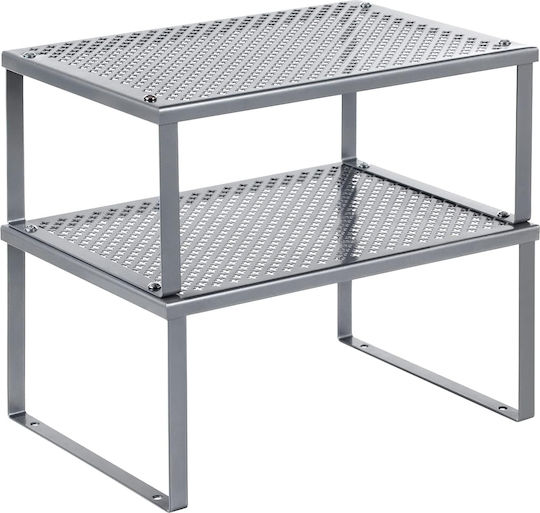 Songmics Tabletop Metal Rack 23x32x16 cm, 2 Pieces, Silver