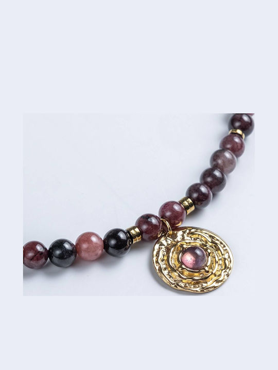 Cuoro Vergoldete Bordeaux Halskette
