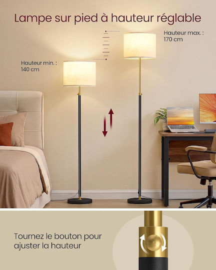 Vasagle Floor Lamp with E27 Lamp Bulb Base Black