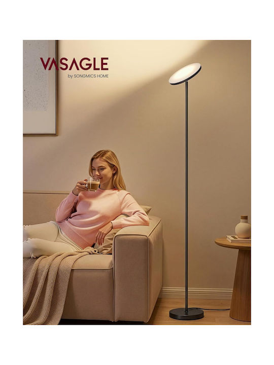 Vasagle LED Φωτιστικό Δαπέδου Υ176xΜ25εκ. με Θερμό Λευκό Φως 2800lm Μαύρο