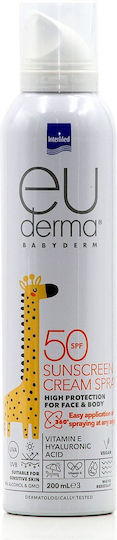 InterMed Euderma Babyderm SPF50 Водоустойчив Бебешки Слънцезащитен Спрей за Лице и Тяло 200ml