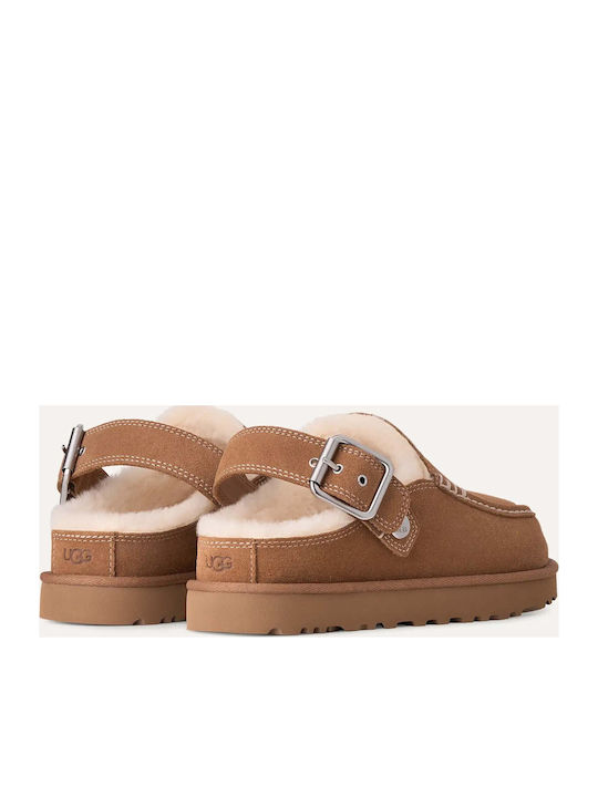 Goldenstar Leder Damen Hausschuhe Braun