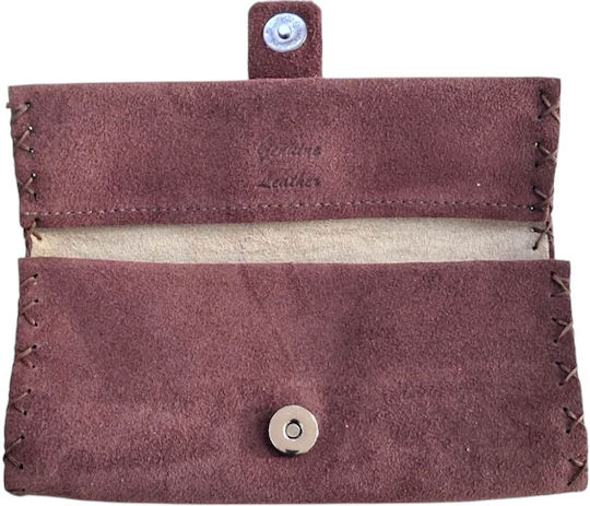 Kalliopi Silver Leder Tabaktasche Braun mit Magnetverschluss 16,5x7,5cm