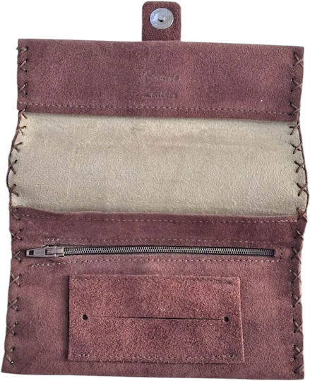 Kalliopi Silver Leder Tabaktasche Braun mit Magnetverschluss 16,5x7,5cm