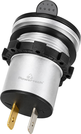 Powertech USB адаптер за лодки и превозни средства PTL-031 USB-C & 2x USB 36W дисплей IP65 5210131162712
