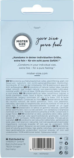 Mister Size Презервативи 216 бр 47 мм Тънки за естествено усещане Natural Vegan