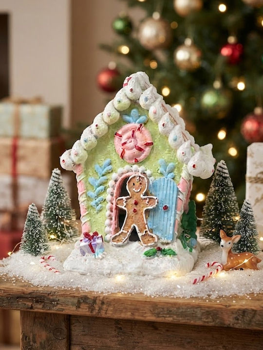 Christmas Illuminated Decorative House Green with Music 15x9x8.5cm