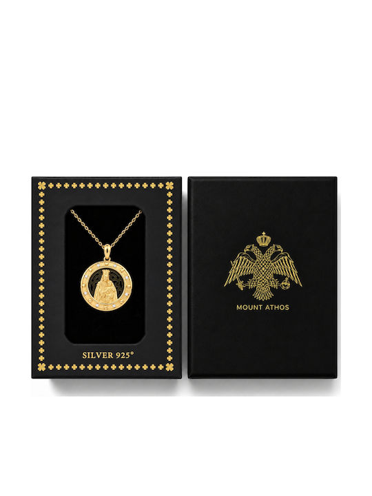 Ulysses Silver Pendant "Panagia" Silver 925 14k Gold Plating Zircon Gold Plated Silver 925 Chain