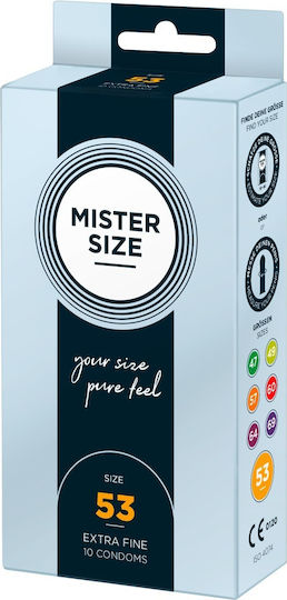 Mister Size Презервативи 60 бр. 53 мм Тънки за естествено усещане Natural Vegan