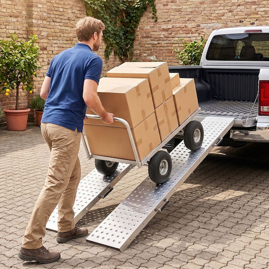 Homcom Σετ 2 Πτυσσόμενες Ράμπες Φόρτωσης 400 Kg 180 X 25,5 Cm Ασημί C20-113v00sr