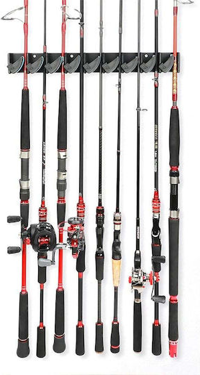 Wall Mounted Fishing Rod Holder Vertical 9 Positions Black