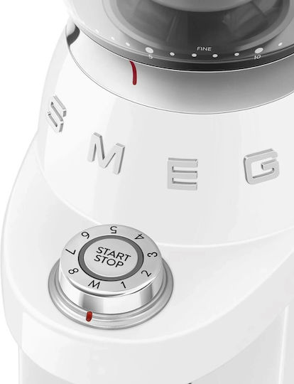Smeg Electric Coffee Grinder 150W with 240gr Capacity and Grinding Levels White