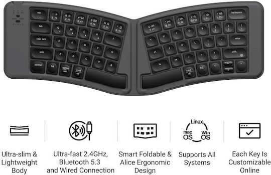 Keychron B11 Pro Ultraslim Безжично Bluetooth Клавиатура за таблети Английски US Сив