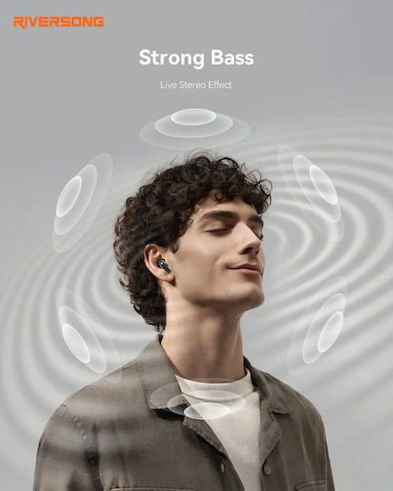 Riversong Utopia H10 In-ear Bluetooth Handsfree Ακουστικά με Θήκη Φόρτισης Μαύρα