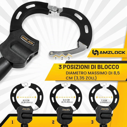 Încuietoare Antifurt Tip Lanț Pentru Scuter Electric Bicicletă Amzlock Lanț Întărit Din Oțel 8 Mm X 75 Cm Protecție Din Silicon Antigrilaj Greutate 1.6 Kg Include 3 Chei Husă Impermeabilă 3l