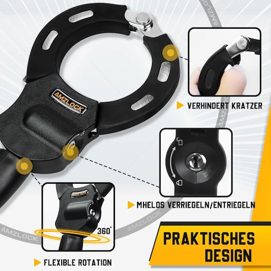 Încuietoare Antifurt Tip Lanț Pentru Scuter Electric Bicicletă Amzlock Lanț Întărit Din Oțel 8 Mm X 75 Cm Protecție Din Silicon Antigrilaj Greutate 1.6 Kg Include 3 Chei Husă Impermeabilă 3l