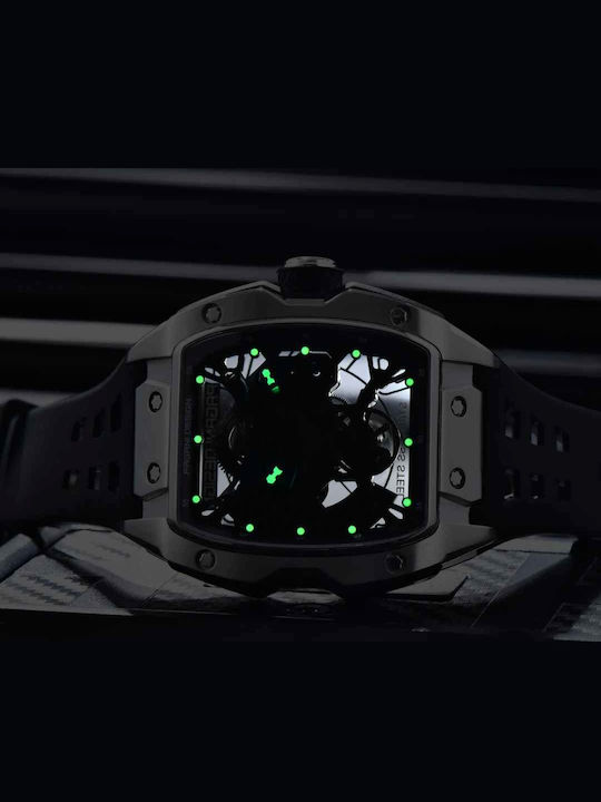 Pagani Design Pd-ys018 Ceas bărbătesc 42mm Automat cu Curea din Cauciuc Black/gold