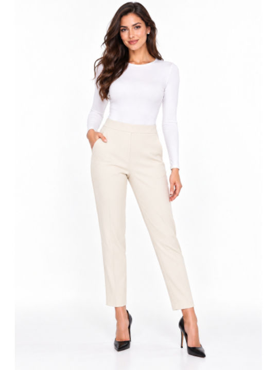 Women's Fabric Trousers in Regular Fit Ecru WB-41559-27TR-ECRU