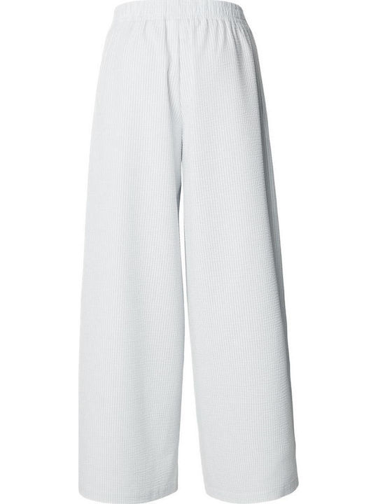 Women's Pantaloons with Elastic in Loose Fit Striped Freezeblue/White