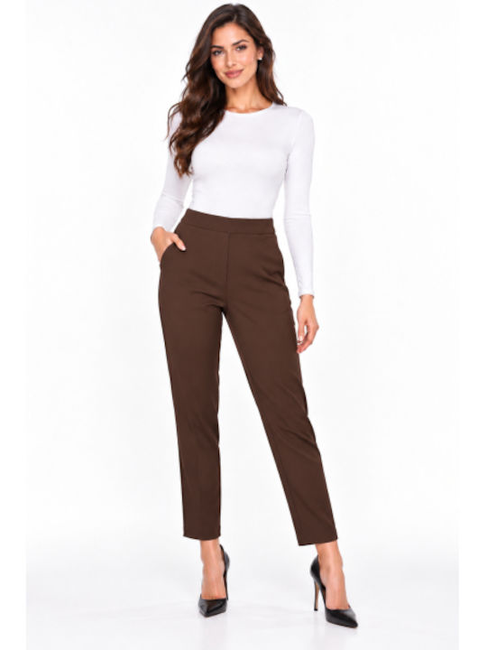 Women's Fabric Trousers in Regular Fit Brown WB-41559-27TR-BROWN