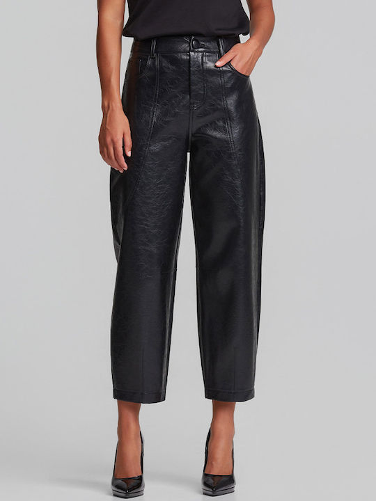 Damen Leder Hochgebirge Hose in Regulär Schwarz