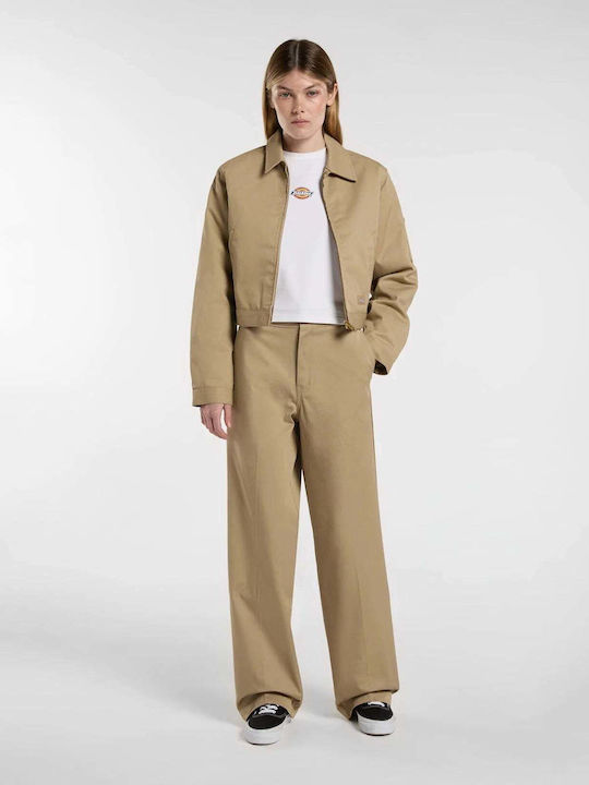 Women's Fabric Trousers in Loose Fit Sand