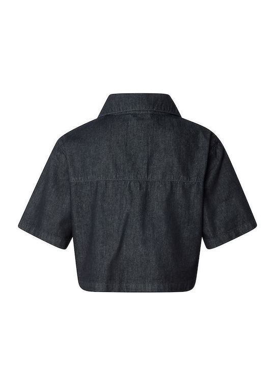 Μακρυμάνικο Γυναικείο Τζιν Πουκάμισο Blue Rinsed Washed