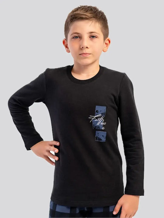 Vienetta Secret Pijama de Iarnă pentru Copii Neagră Vienetta Secret Pijama de Iarnă pentru Copii Neagră