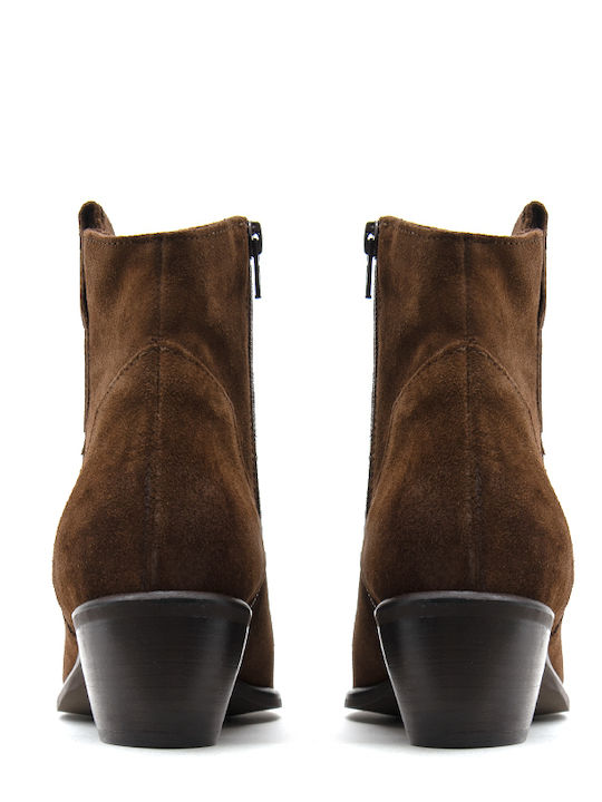 Suede Women's Ankle Boots Brown