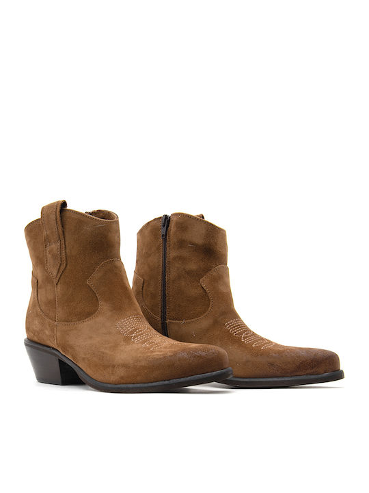 Suede Women's Ankle Boots Tabac Brown