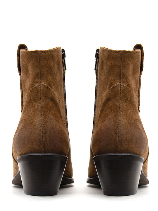 Suede Women's Ankle Boots Tabac Brown