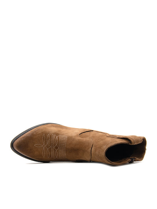 Suede Women's Ankle Boots Tabac Brown