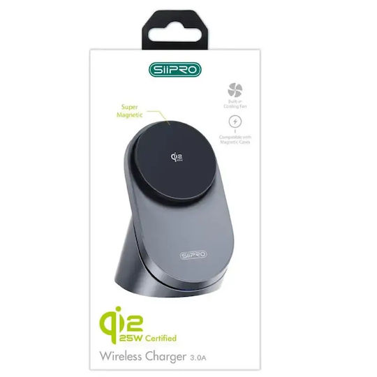 SiiPro Ασύρματος Φορτιστής Qi2 25W Μαύρος (SW-50B)