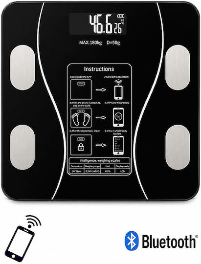 Smart Ζυγαριά 180kg με Λιπομετρητή & Bluetooth Μαύρη 01958