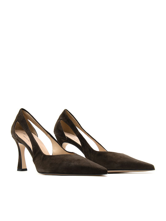 Wildleder Pumps mit Hohem Absatz Braune