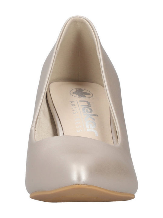 Leder Pumps Mit Mittelhohem Gold Absatz