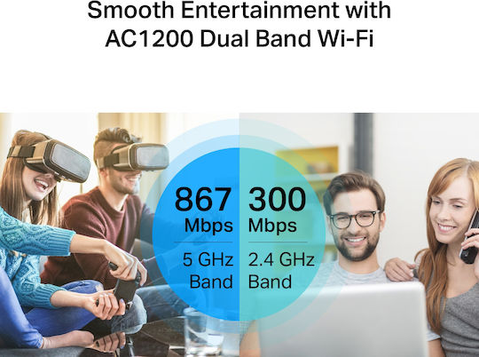 TP-LINK Archer C6 v6 Безжичен Рутер Wi-Fi 5 с 4 Гигабитни Порта
