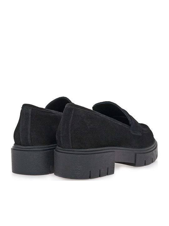 Leather Women's Loafers In Black Colour