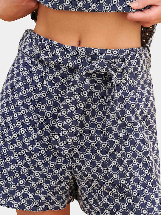 Damen Hohe Taille Shorts Blau