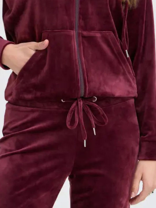 Set Trening Dama Catifea Burgundy