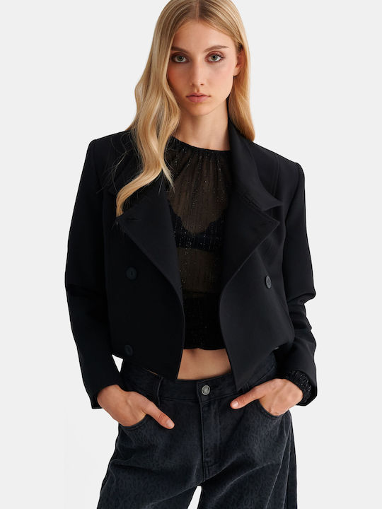 attrattivo Kurz Damen Blazer mit Pailletten Schwarz