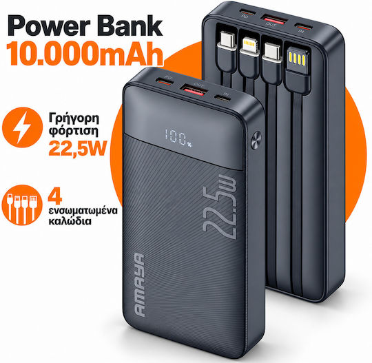 Amaya APB-F129 Power Bank 10000mAh 22.5W Schwarzes